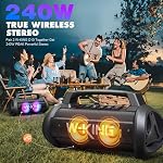 W-KING Haut-parleur Bluetooth Loud, 120W Haut-parleur portable Bluetooth Wireless Party Boombox avec 2* Subwoofer/70W Basse profonde, lumières/IPX6/42H/DSP/EQ/BT5.4/USB/TF/AUX, 110dB Haut Parleur Stereo Sound