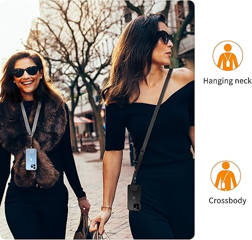 Miniatura 7 de CACOE Alargado Paquete de 2 cordones para teléfono, 2 correas ajustables para el cuello, 2 parches, cordones universales cruzados para teléfono