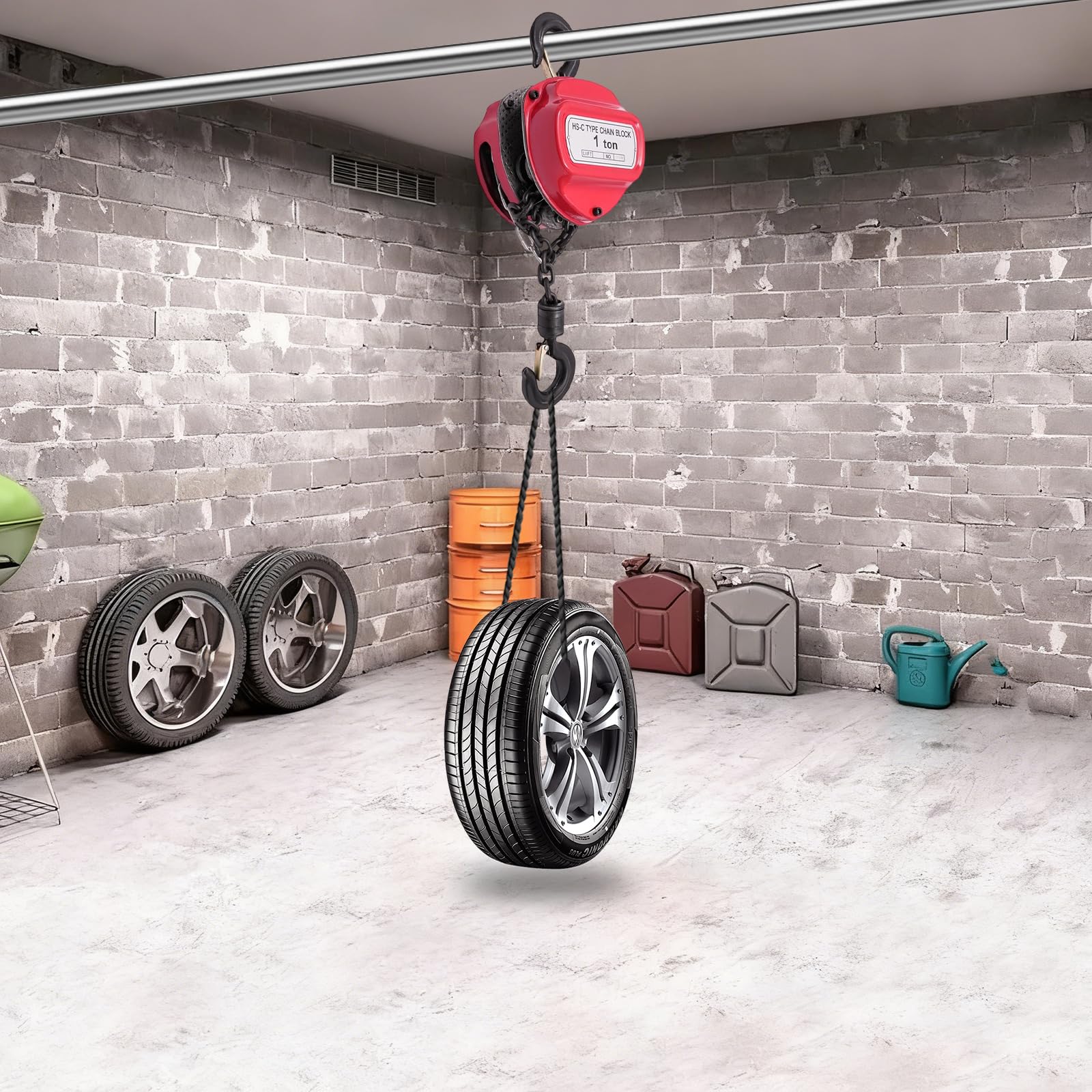 Handkettenzug 1t 4 m Hub, Kettenflaschenzug 1000 kg mit Doppelbremse | 1 t Traglast, 4 m Hubhöhe, G80-Kette, 360° Haken, Doppelbremse, EN 13157 für Industrie