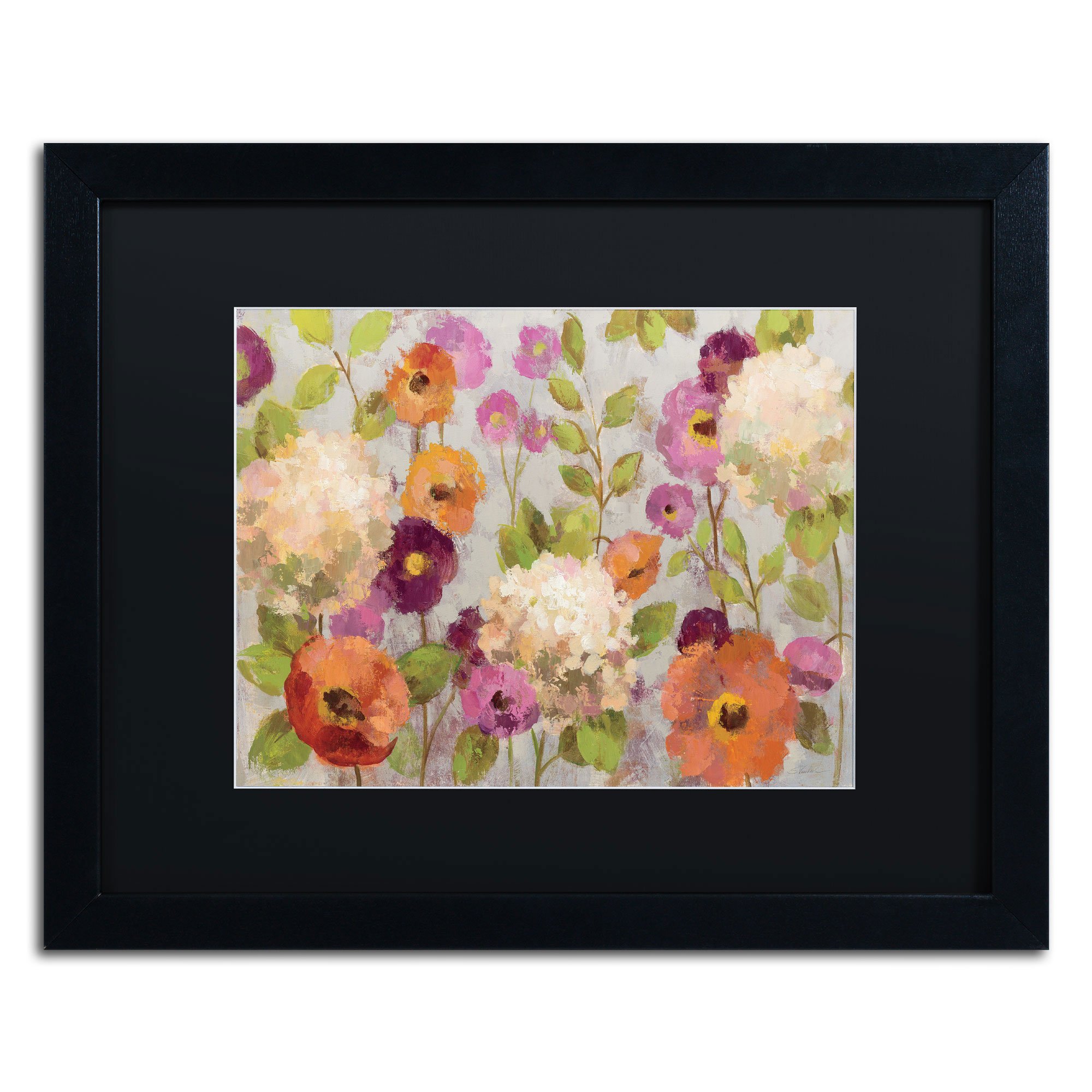 Hydrangeas and Anemones Framed Artwork by Silvia Vassileva, 16 by 20-Inch, Black Matte