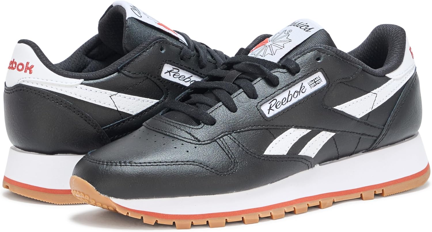 Reebok Women's Classic Leather Sneaker, Black/White/Brick, Size 6.5 - Image 3