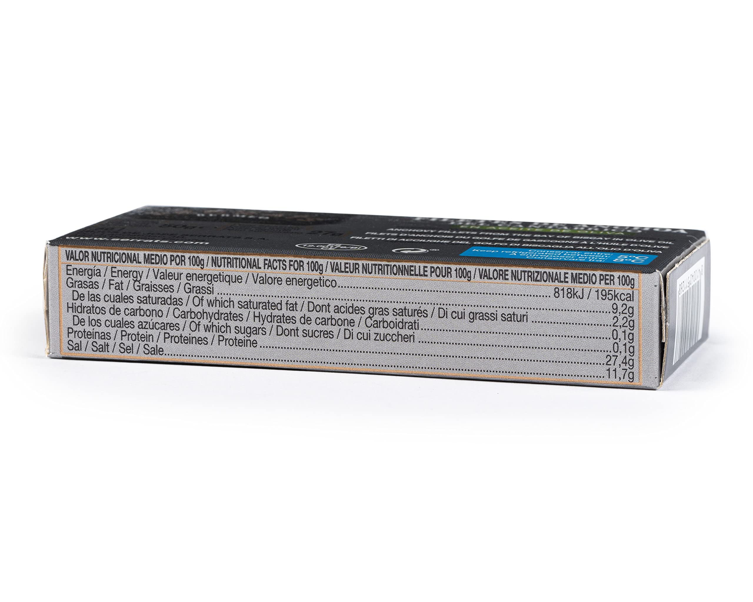 CONSERVAS SERRATS - Anchoas del Cantábrico en Aceite de Oliva - 12 Latas x 50g (Total: 600g) - Elaboración Artesanal, 100% Natural, Sin Espinas, Gourmet, Alto contenido en Omega 3
