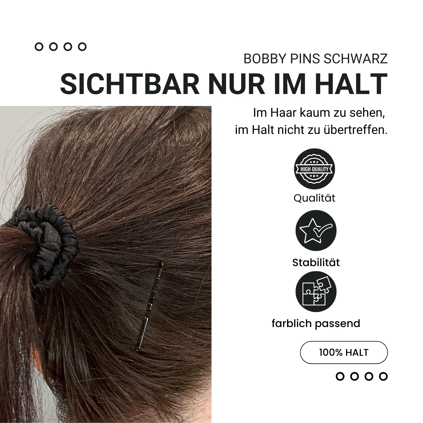 HAARallerliebst® 100 Bobby Pins Black, 5 cm Hair Clips for Women, Extra Strong & Durable, Sustainable Gift Box - Image 2
