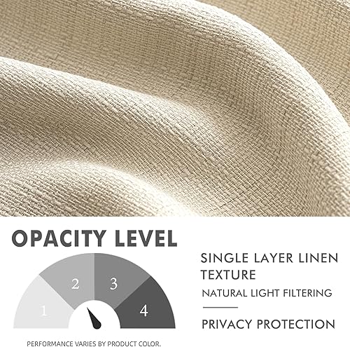 Miniatura 3 de MIULEE Cortinas texturizadas de lino sintético beige crema de 90 pulgadas de largo, juego de 2 paneles para sala de estar, dormitorio, privacidad,