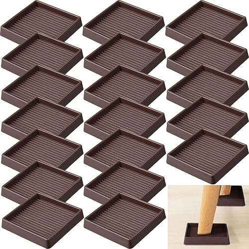 Miniatura 1 de Paquete de 20 almohadillas antideslizantes para muebles de 3 x 3 pulgadas cuadradas de goma para ruedas con agarre antideslizante en el suelo
