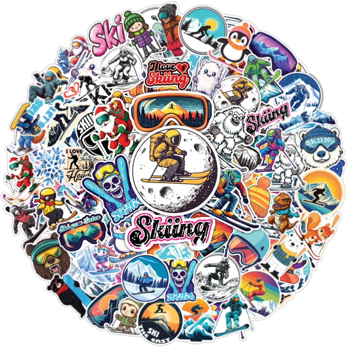 Amazon.com: 50PCS Skiing Stickers Extreme Sports Winter Skiing Sports ...