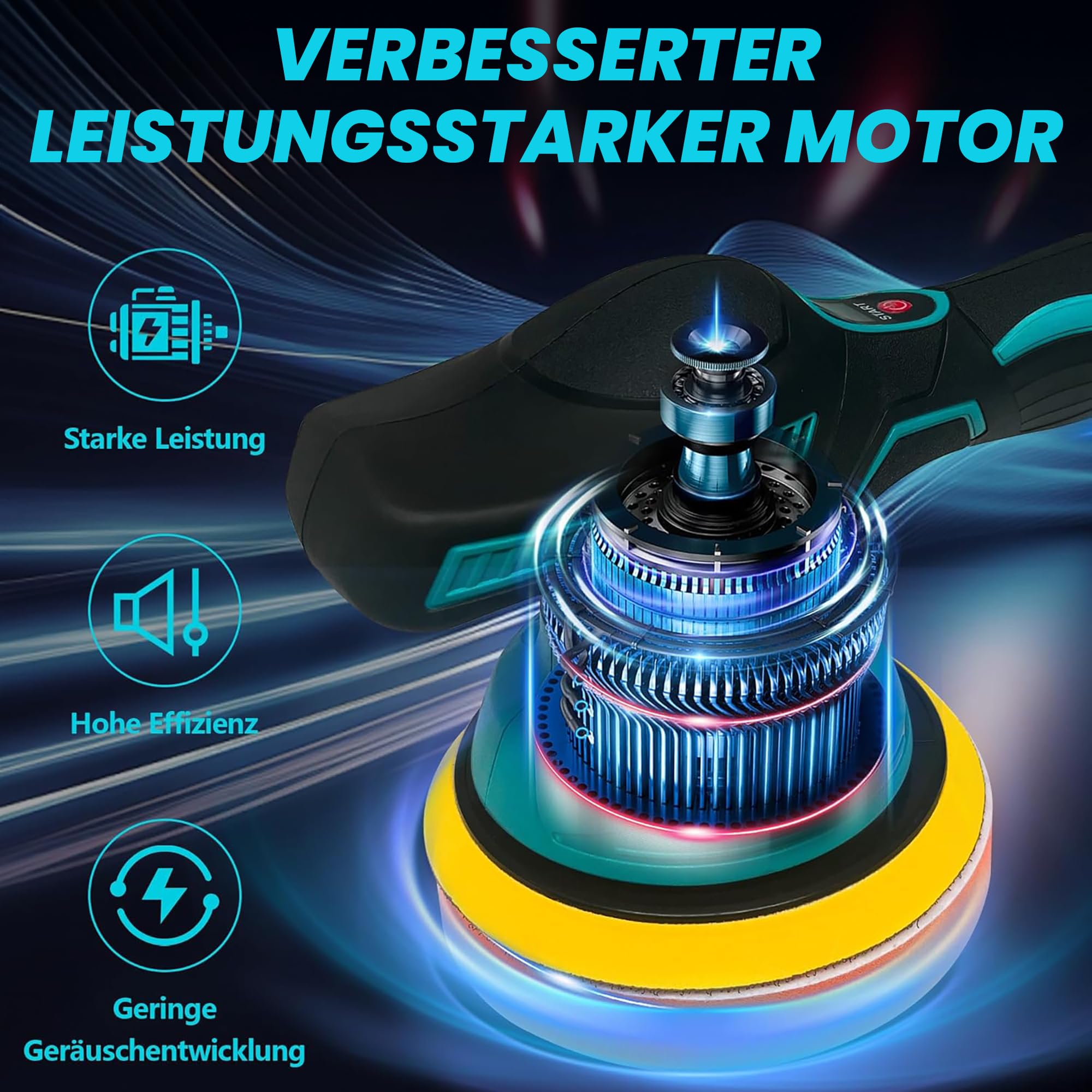 Poliermaschine Auto für Makita 18V-Akku, 6 Zoll Orbital Auto Politur mit 8 Variablen Geschwindigkeiten,27pcs Auto poliermaschinen Set, für Polieren/Wachsen/Autodetaillierung (ohne Akku)
