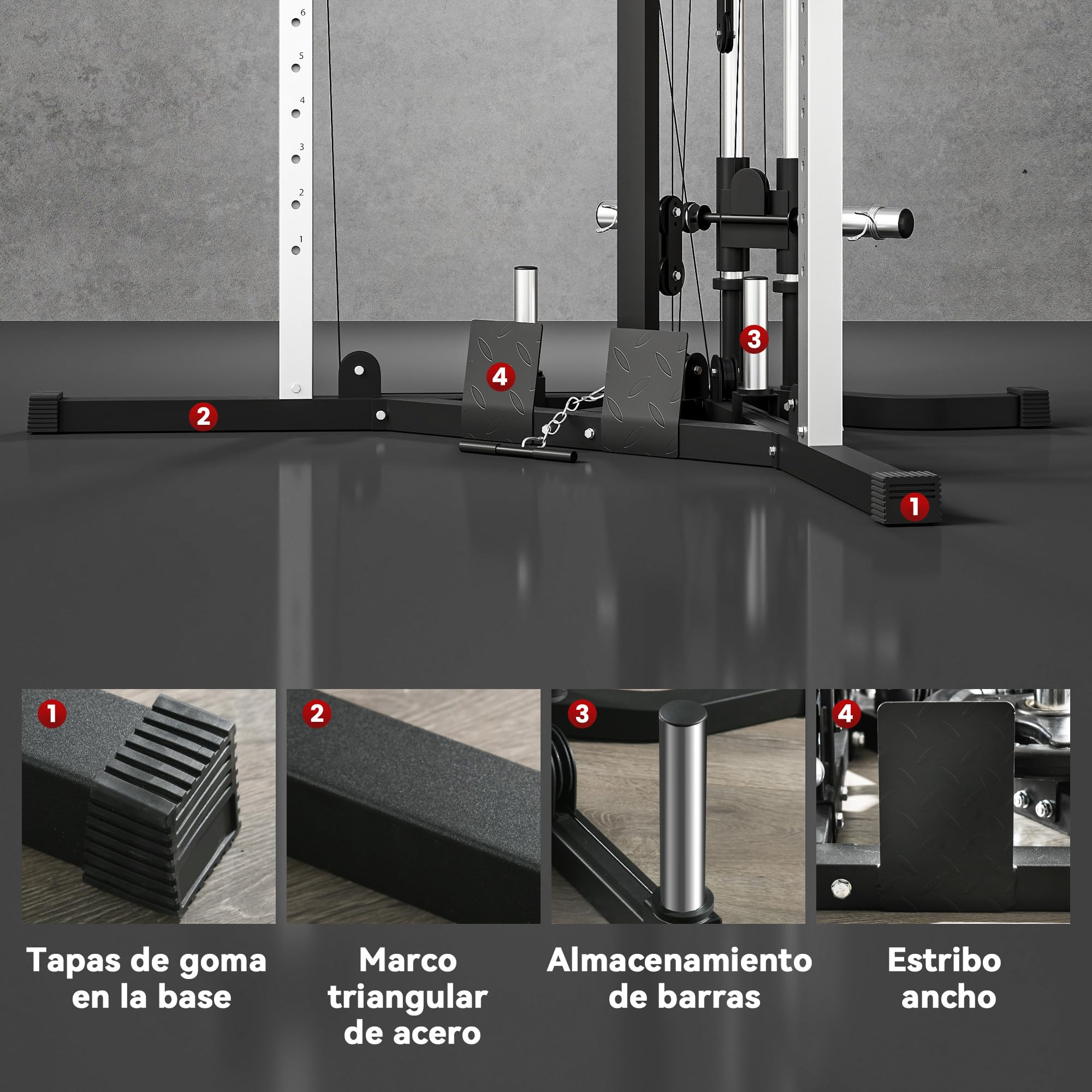 SPORTNOW Multiestación Musculación Máquina de Musculación Entrenamiento para Fitness Gimnasio en Casa,Ejercitar Parte Superior Cuerpo