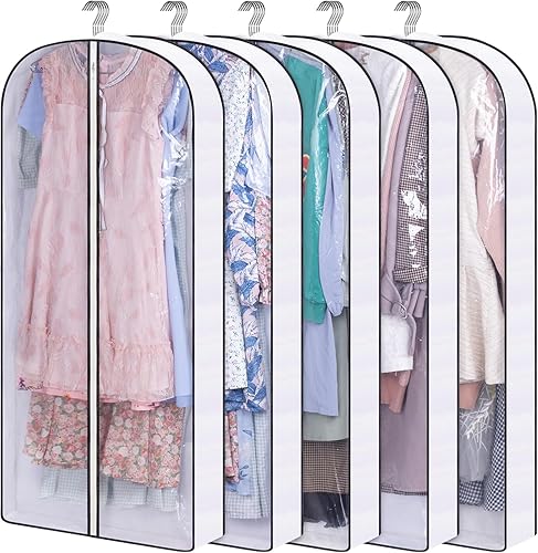 Vista 15 de SLEEPING LAMB Bolsas transparentes de 40 pulgadas para colgar ropa, almacenamiento de ropa, bolsas de traje reforzadas de 4 pulgadas para armario
