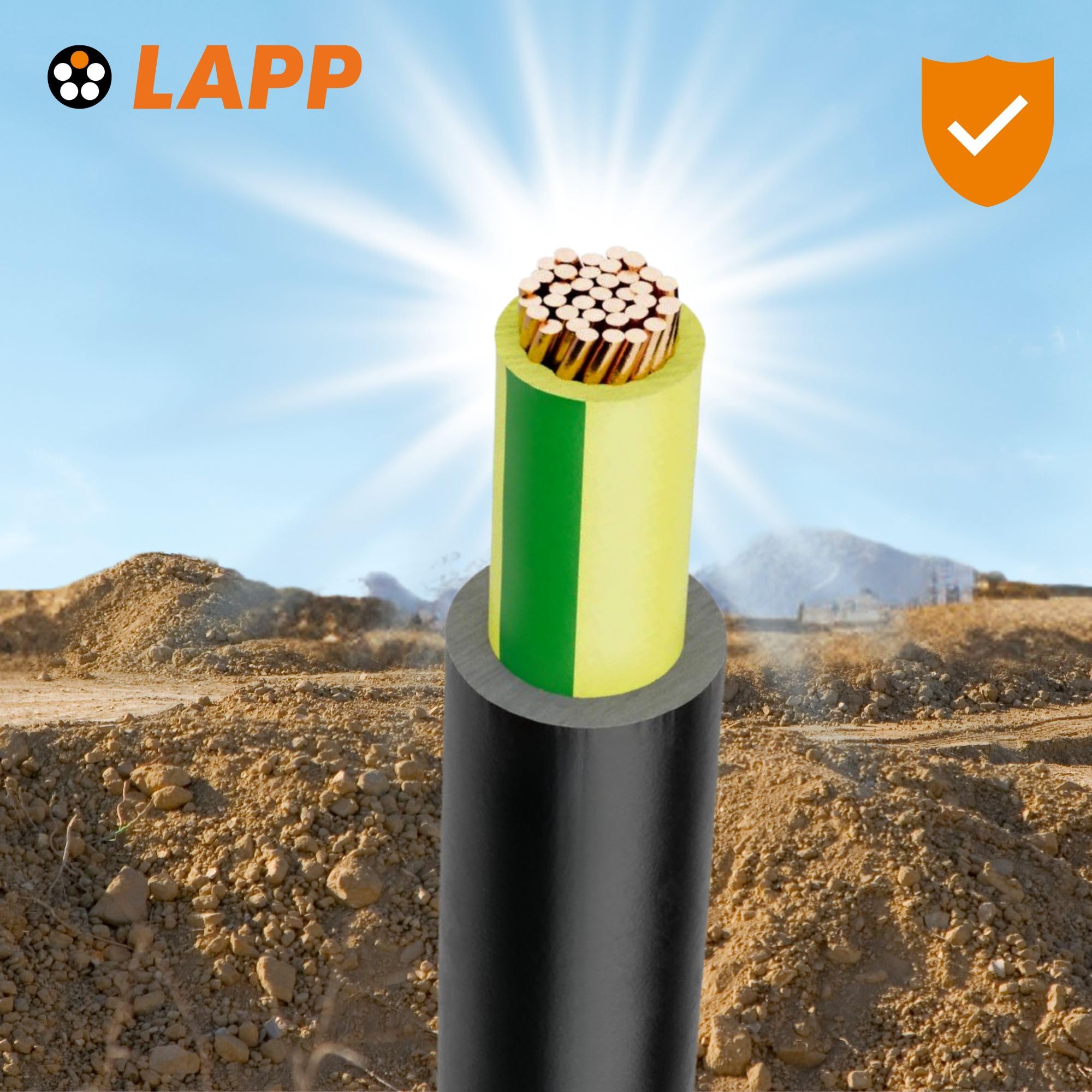 Lapp 10m Cavo di Rete NYY-J 5x2,5 mm2 RE - Cavo di Messa a Terra Nero | Cavo di alimentazione ignifugo e resistente ai raggi UV, ideale per posa fissa in terra, acqua, interno ed esterno.