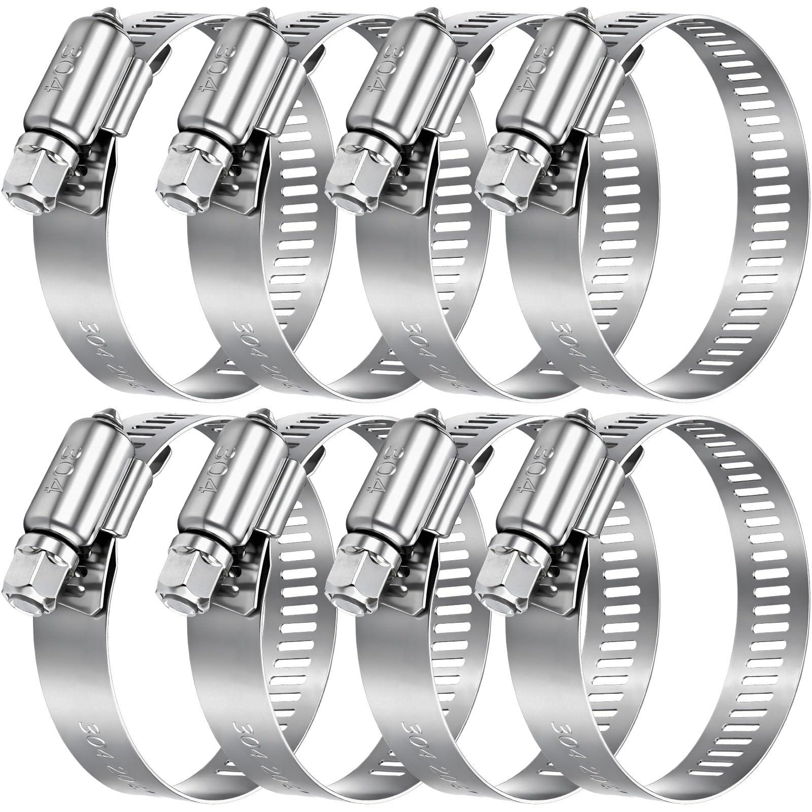 Boao Adjustable 304 Stainless Steel Duct Clamp Hose Clamp,8 Pieces,2 Inch