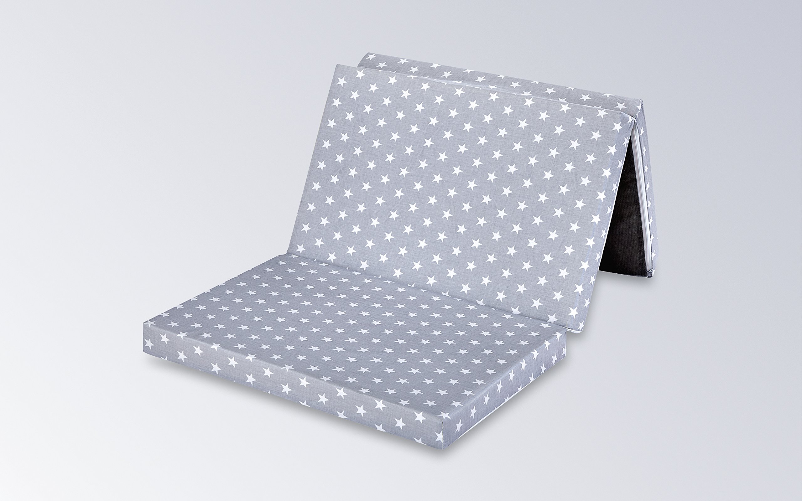 Bambini klappbare Reisebettmatratze Reisematratze 120x60 cm Sterne grau | 086604