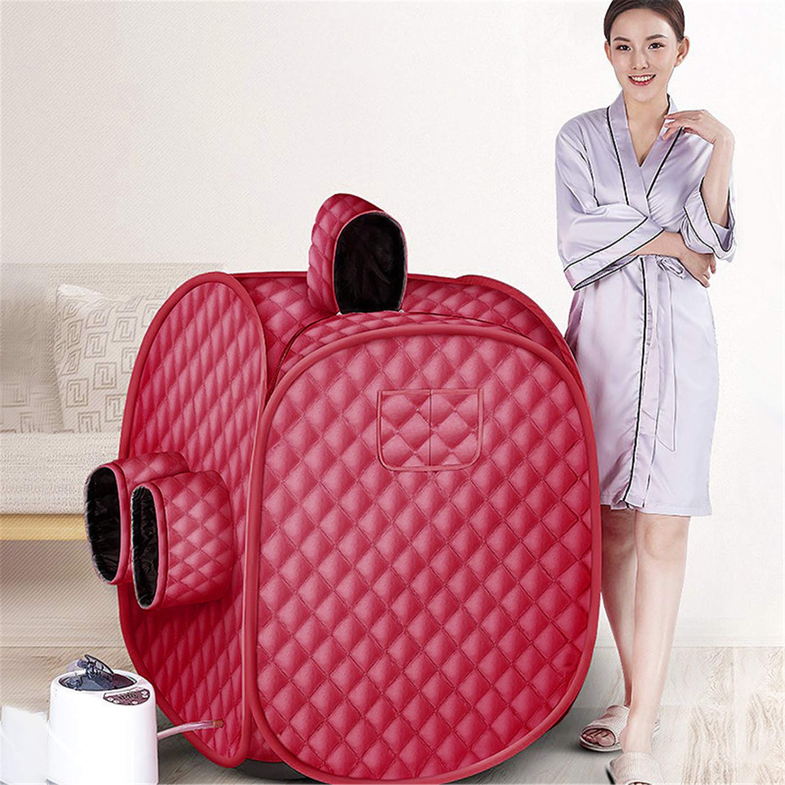Sauna Box - Sauna plegable portátil de vapor para balneario personal desintoxicar perder peso 100 x 80 x 80 cm (doble persona, rojo)