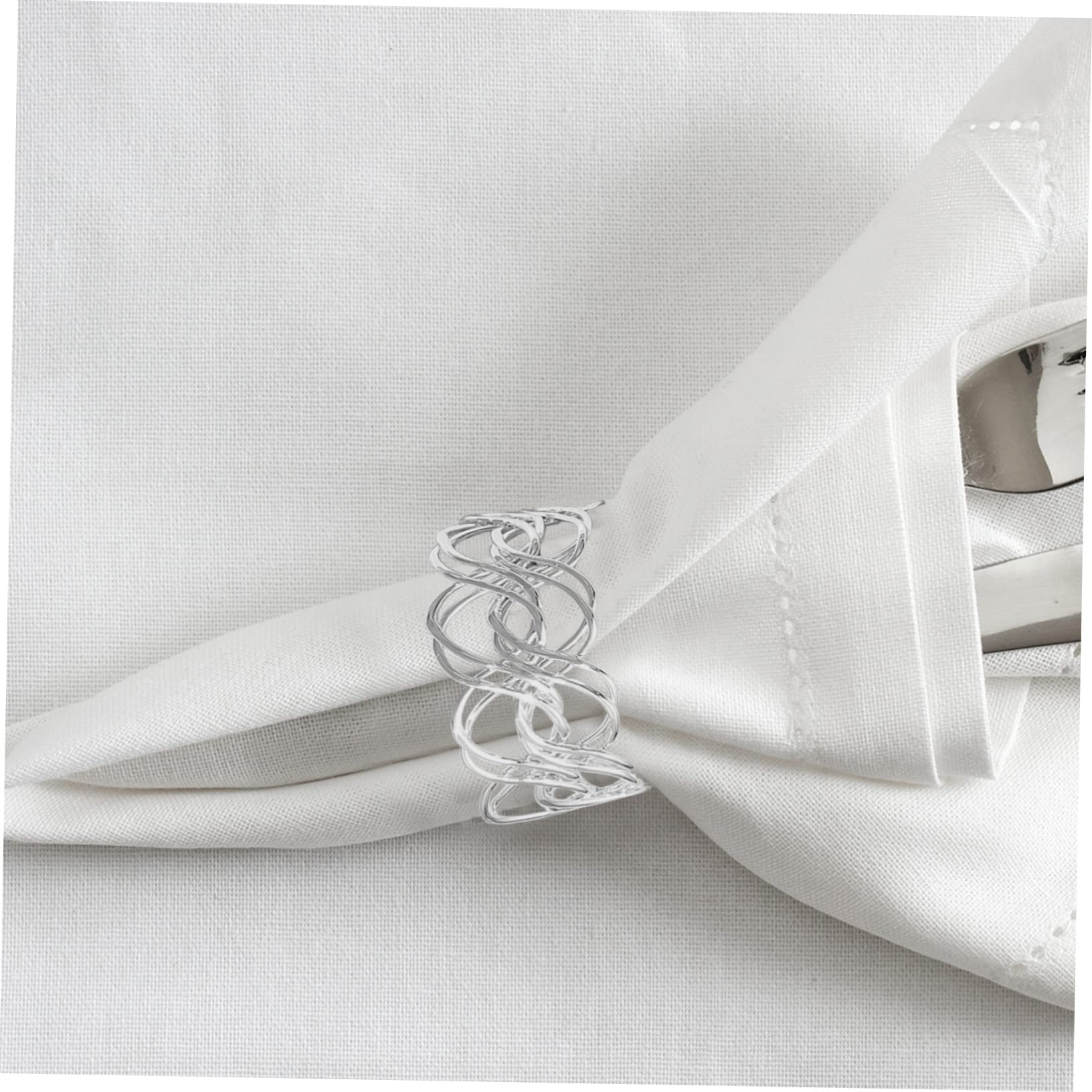 IMIKEYA Anillos de Servilleta de Metal Plateado Diseño Tejido Irregular, Resistentes y Fáciles de Usar para Bodas y Cenas Elegantes, Paquete de 6 Piezas