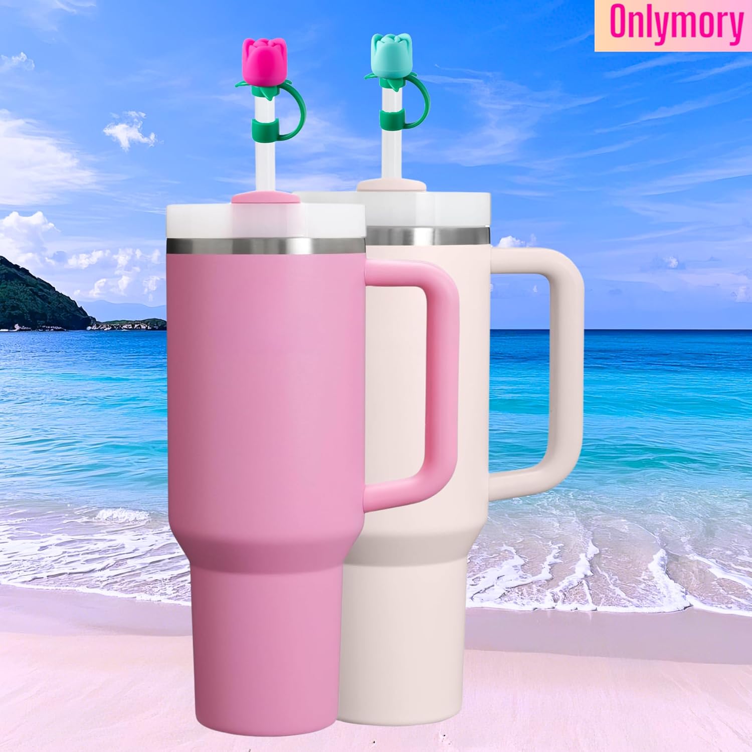 Valentines Day Straw Covers for Stanley Cup 40 30 20 OZ, Rose Flower Silicone Straw Toppers for Tumbler, Leak-Proof Dust-Proof Straw Caps Gifts for Stanley/Yeti Cup Accessories 10-11mm - Image 5