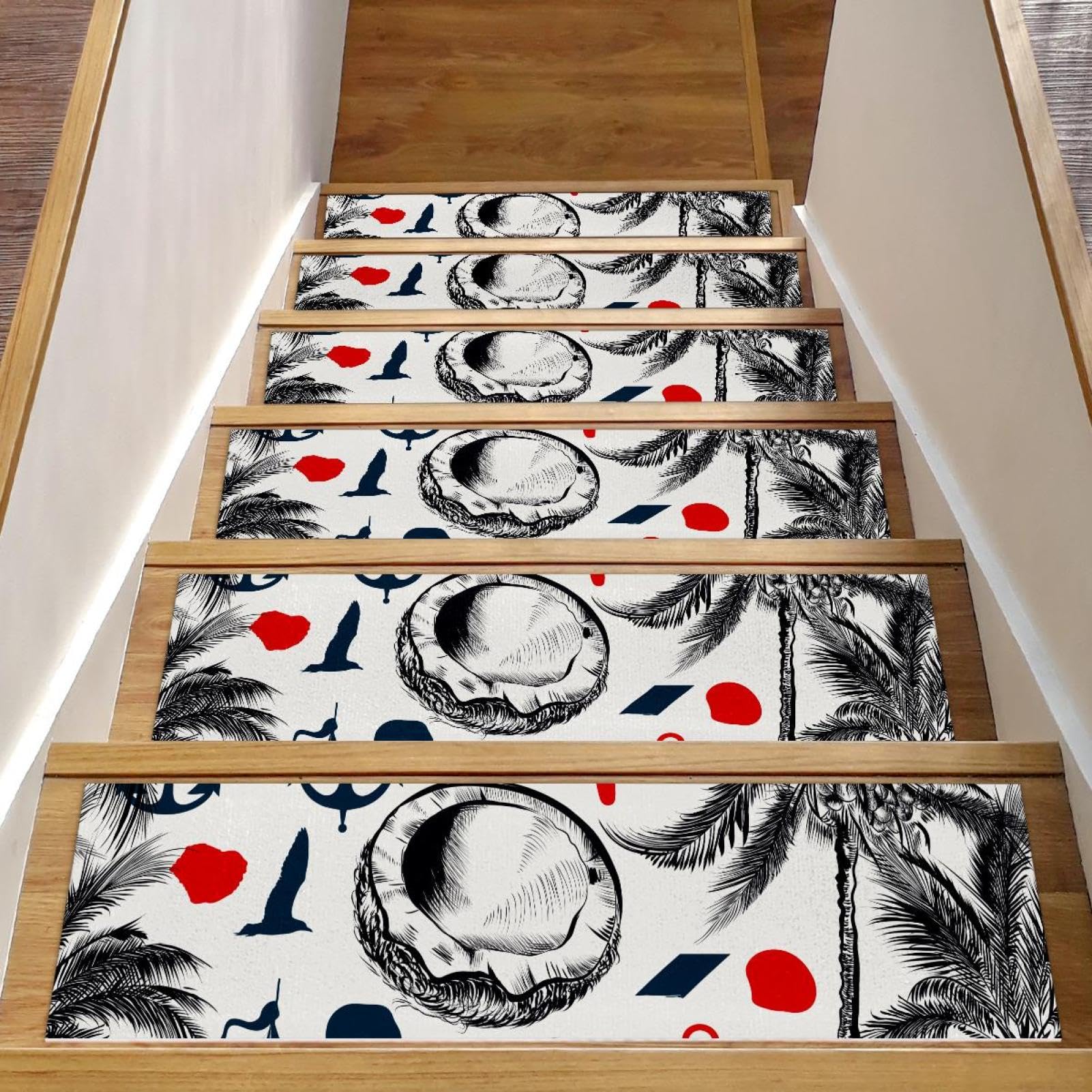 Alfombras para escaleras interiores antideslizantes pack de 15 alfombrillas de madera de 76x20 cm