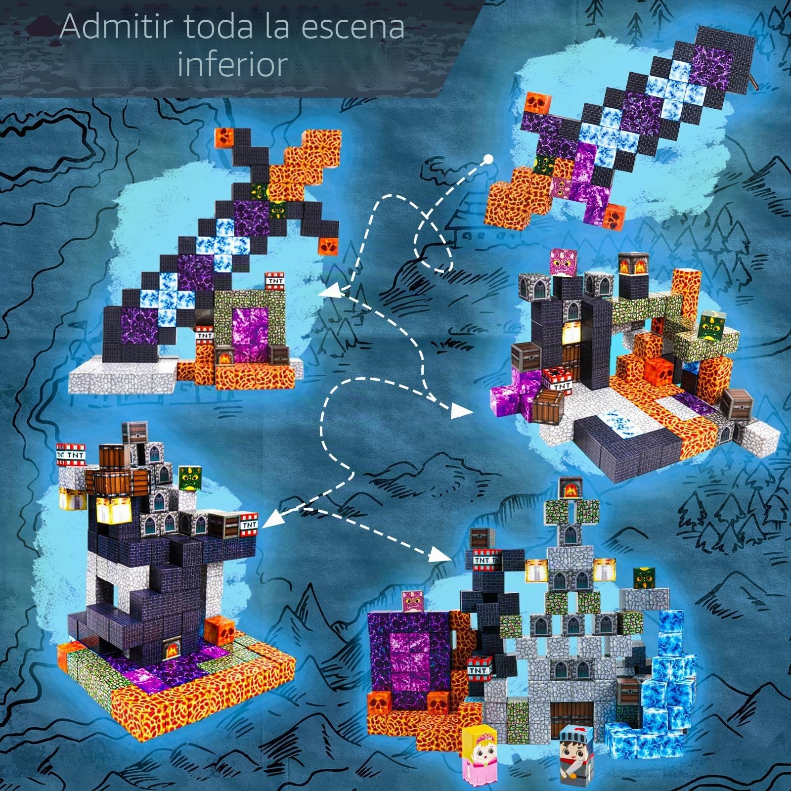 GraceDuck Bloques magnéticos – 150 Piezas imán de construcción Dark Castle Sword Domain – Juguetes magnéticos de construcción – Juguetes sensoriales Stem Montessori para niños pequeños de 6, 7,