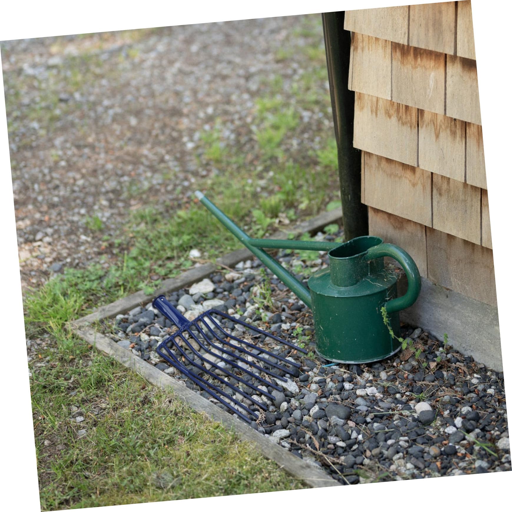 Abaodam Handgabel Gartenwerkzeug aus Stahl mit 9 Zähnen für Garten und Küche zum Verteilen von Kies und Festem Boden Robuste Kohleschaufel in Blau