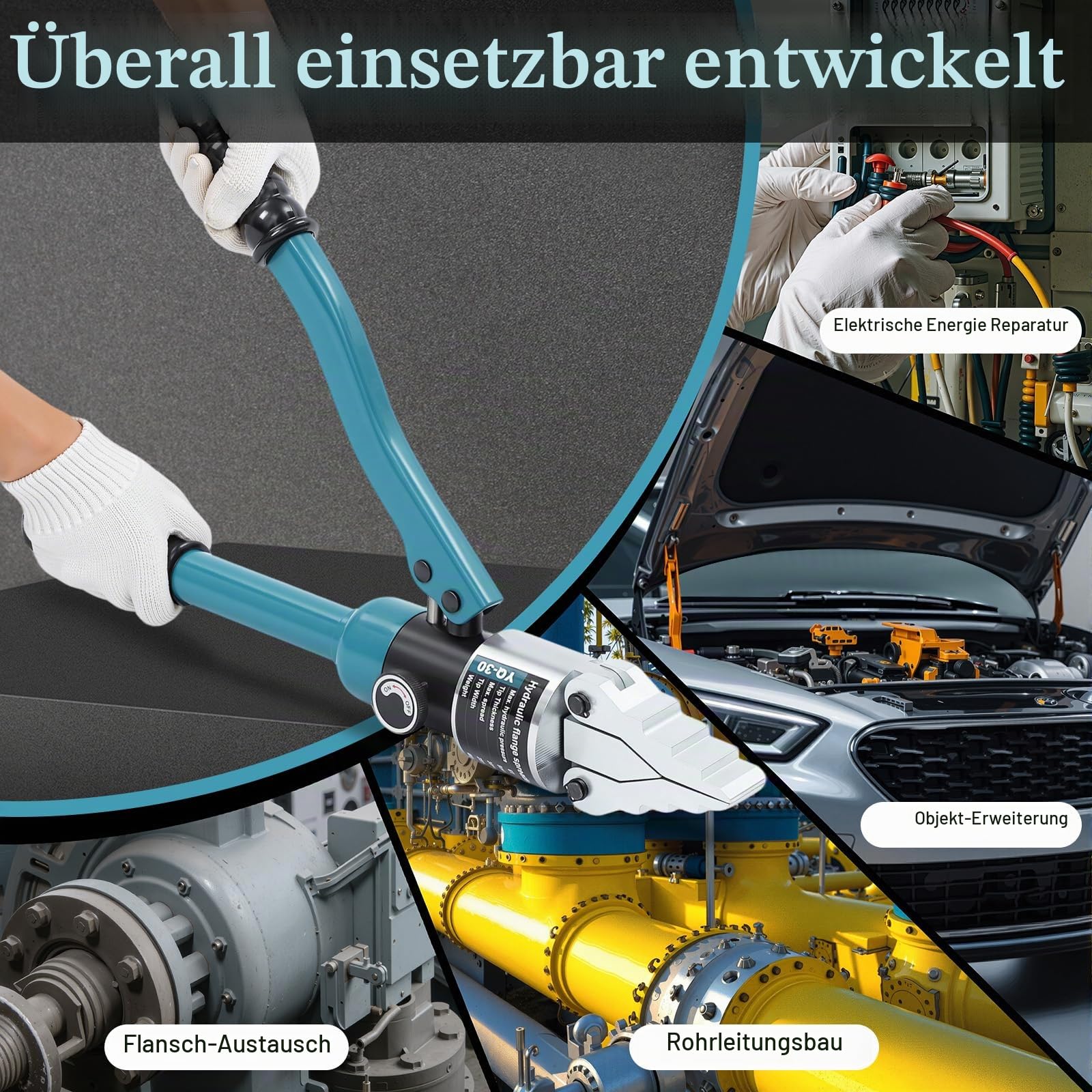 8 Ton Hydraulische Flanschspreizer,Portable Hydraulik Flansch Spreizer Spreader Trenner,Manual Flange Dividing Set Hand-held Integrated Hydraulic Spreader Dividing Tool,für Schiffbau,Brandbekämpfung