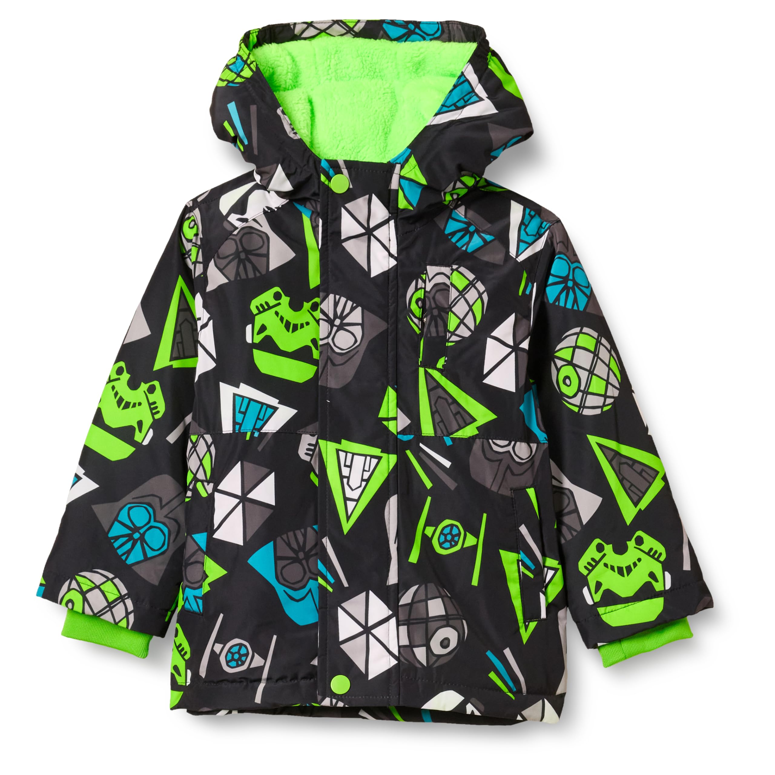 Amazon Essentials Disney | Marvel | Star Wars Boys' Warm Puffer Coats (Previously Spotted Zebra), Neon Star Wars, XX-Large