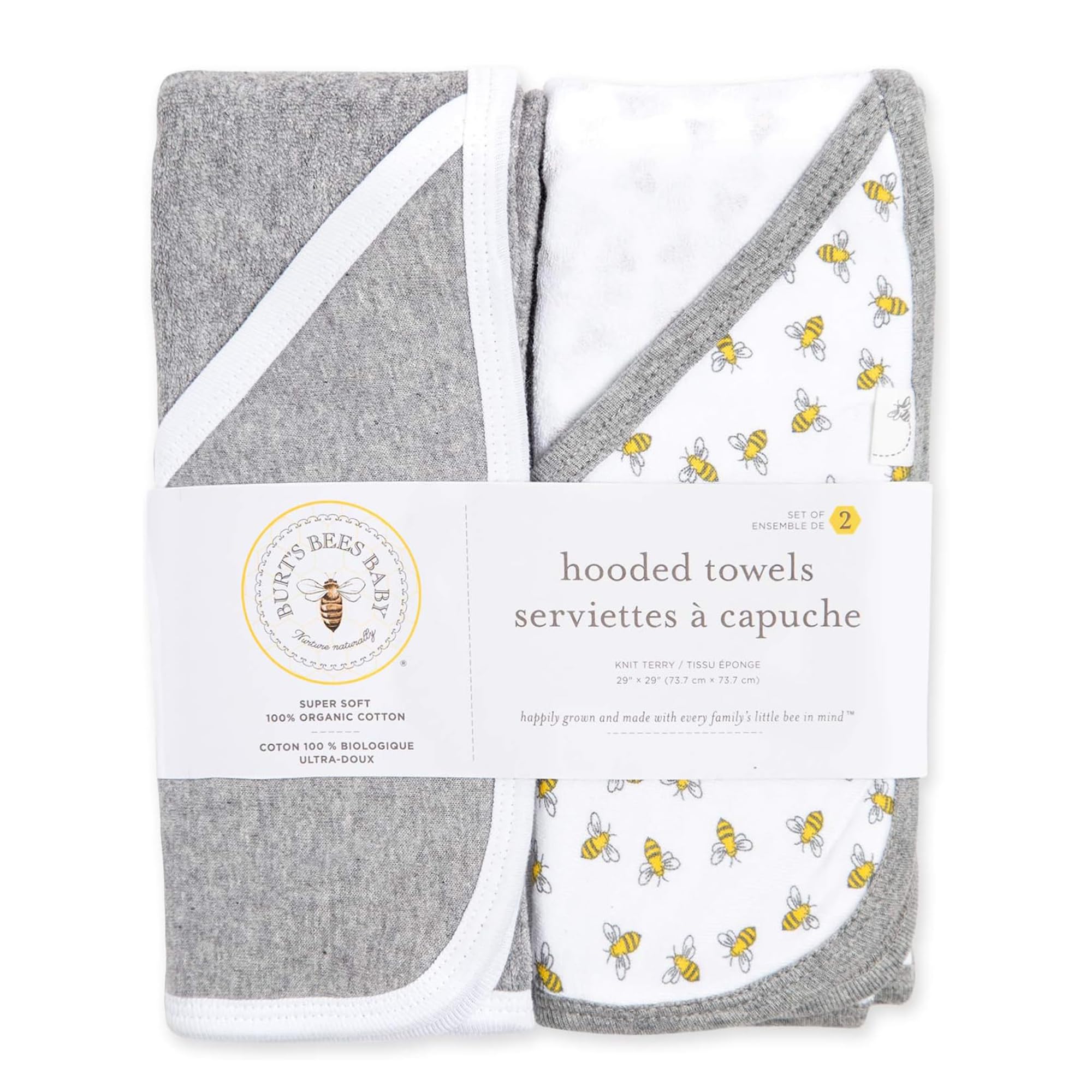 Burt's Bees Baby - Toallas con Capucha, Tejido de Rizo Absorbente, Capa única súper Suave, 100% algodón orgánico
