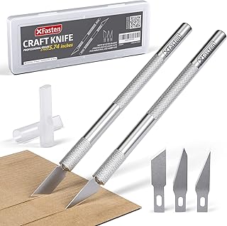 XFasten Exacto Knife Set of 2 Exacto Knives for Crafting with 60 Exacto Knife Blades | Precision Hobby Knife Set for Art Cutting Craft Knife Tool Model Knife Modeling Knife for Clay Mat Plastic, Paper