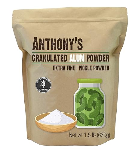Anthonys Polvo de alumbre premium 15 libras probado por lotes y verificado sin gluten polvo de pepinillo granulado