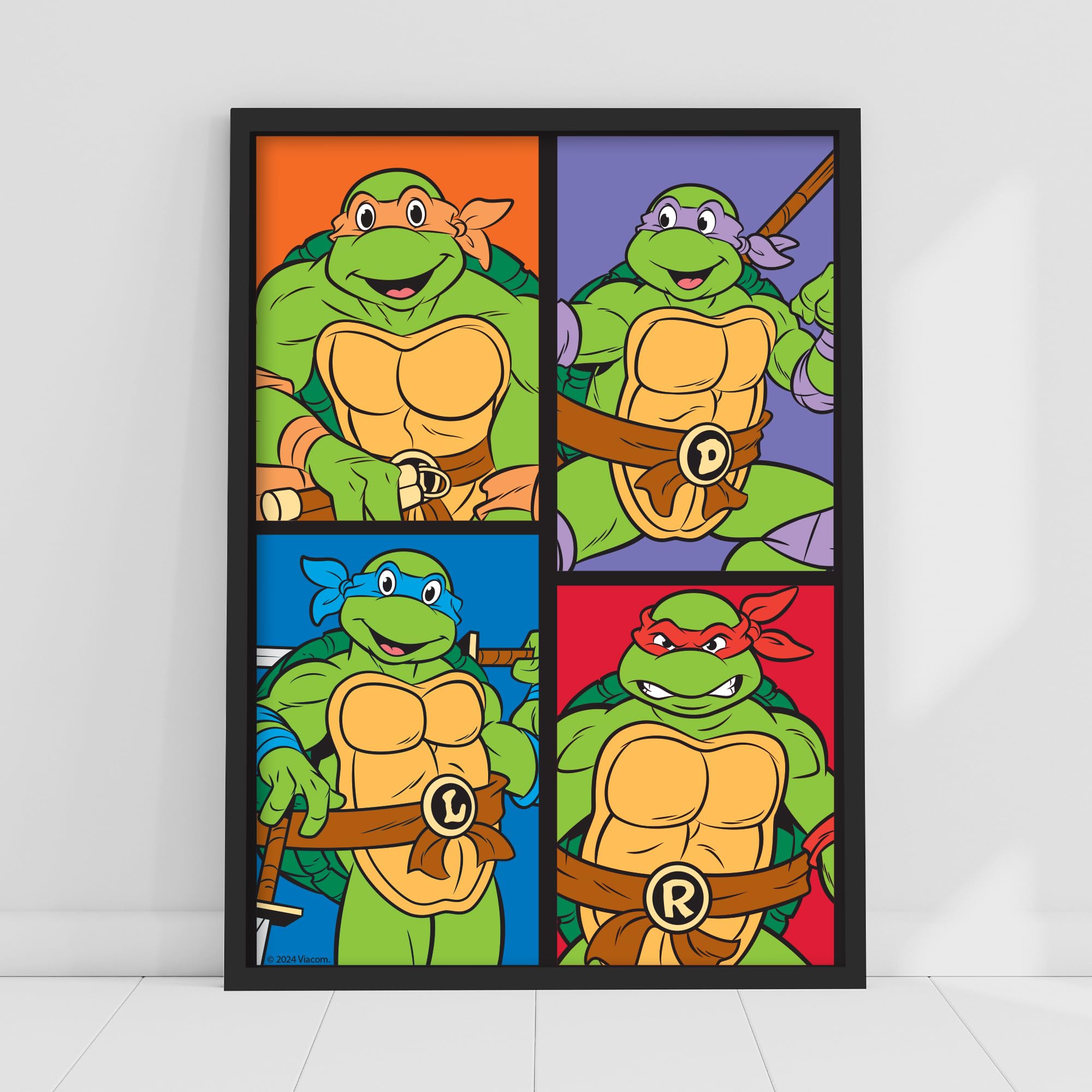 Themed Teenage Mutant Ninja Turtles Print - 4 Colour Blocks Poster TMNT Wall Art (42cm x 59.4cm - A2)