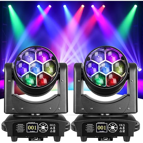 Big Dipper 7x40W LED Point Control Moving Head Light, 4-in-1 Bee Eye RGBW DJ Light for Party, Stage Lighting with Sound Activated/Auto/DMX512 Control, Spotlight Uplight for Events Church Disco(2)