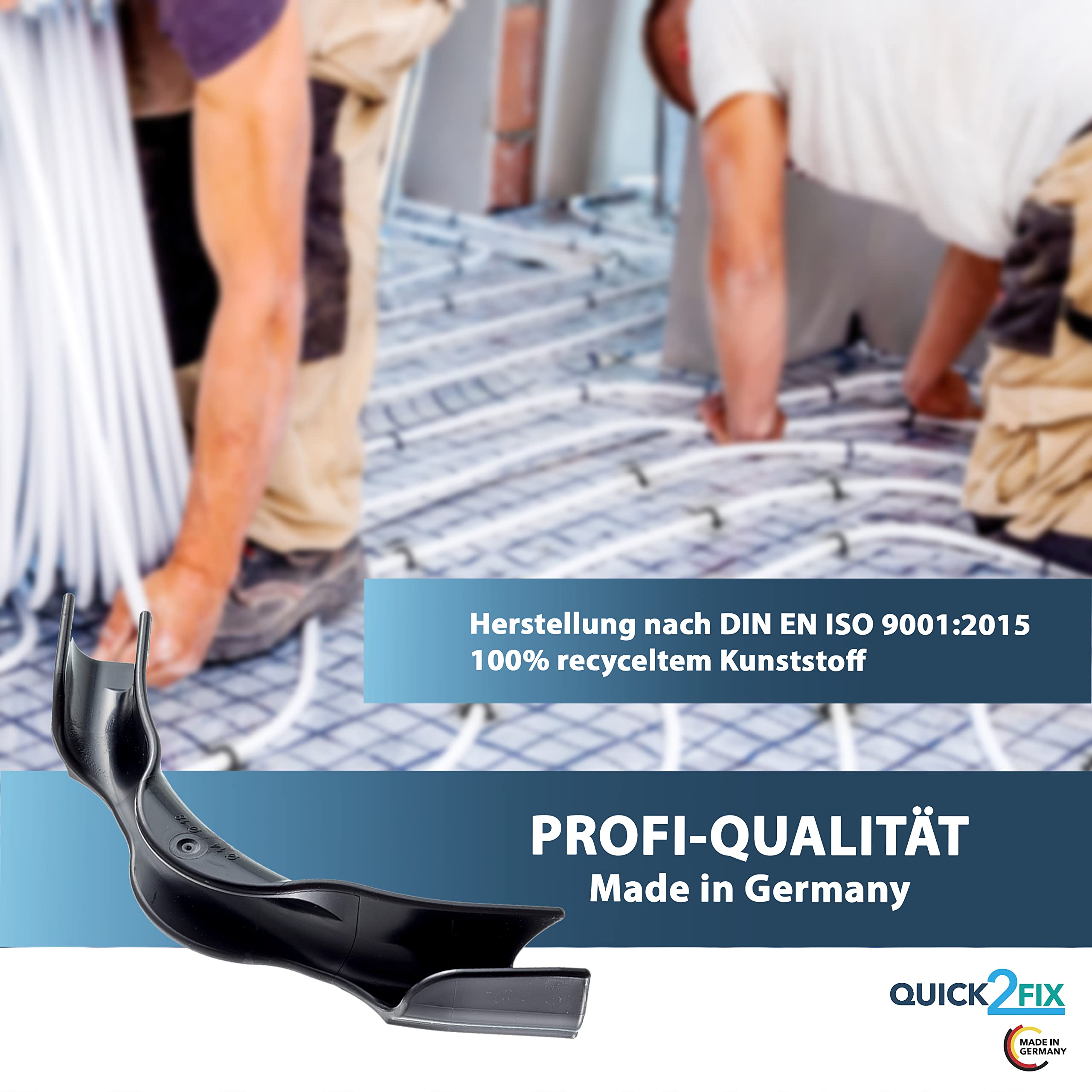 50 x Profi - Winkelspangen für Fußbodenheizung - Winkelspange - Umlenkbogen zur Rohrführung (14-18 mm) - Made in Germany -100% Formstabil -Profiqualität