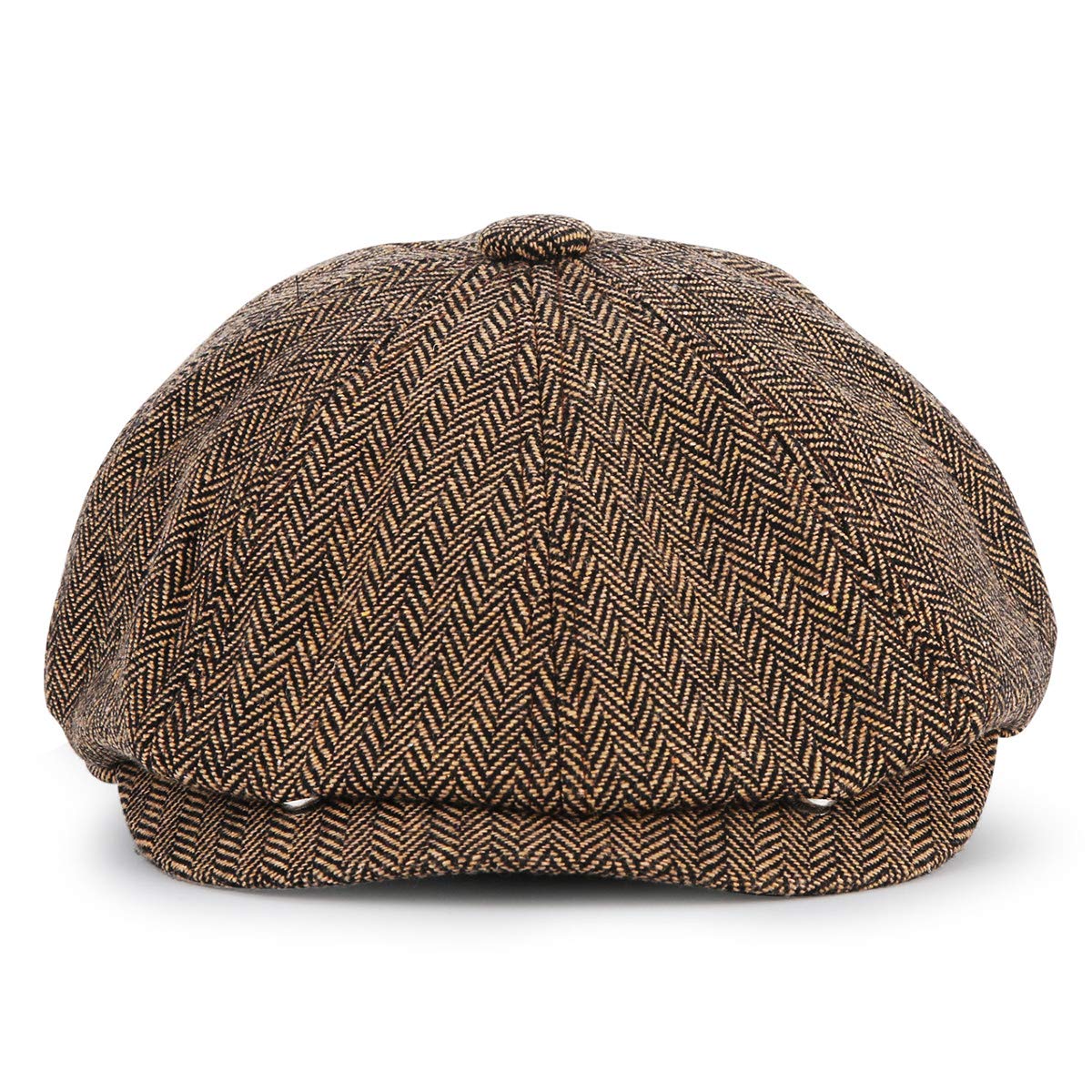 KeepSaNewsboy Style Plate Cap Peaked Cap Men Women - 8 Panel Peaky Herringbone Tweed Retro Flat Cap Bat Cap Gatsby Cap - 56 cm, Coffee