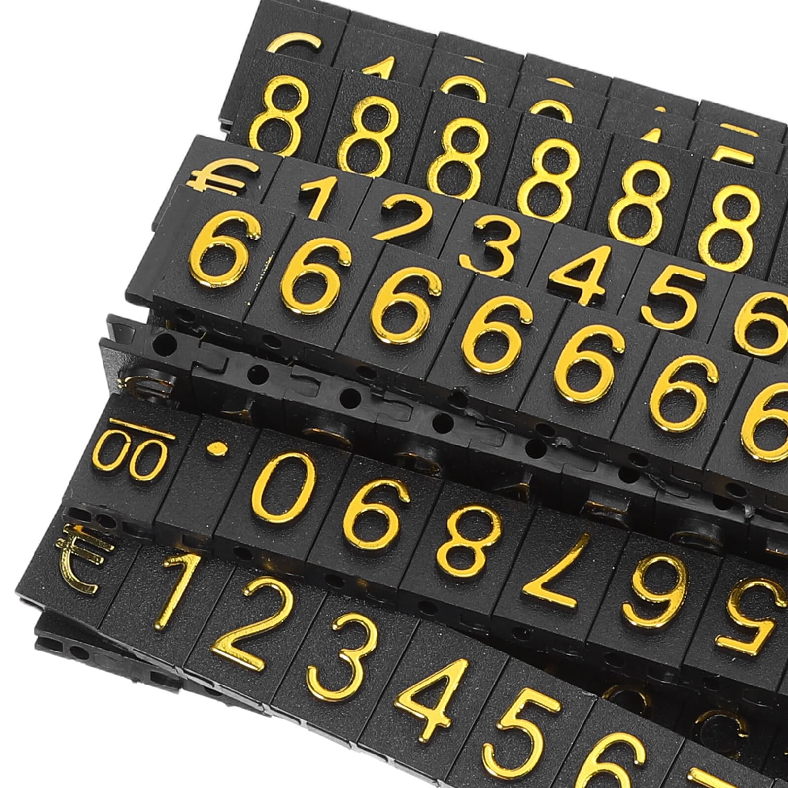 SHINEOFI Set da 16 Cubi Espositivi Prezzi Regolabili Dorati per Gioielli, Cartellini Segnaprezzo Numerici per Banconi Retail, Etichette Prezzo al Dettaglio per Vetrine di Gioiellerie