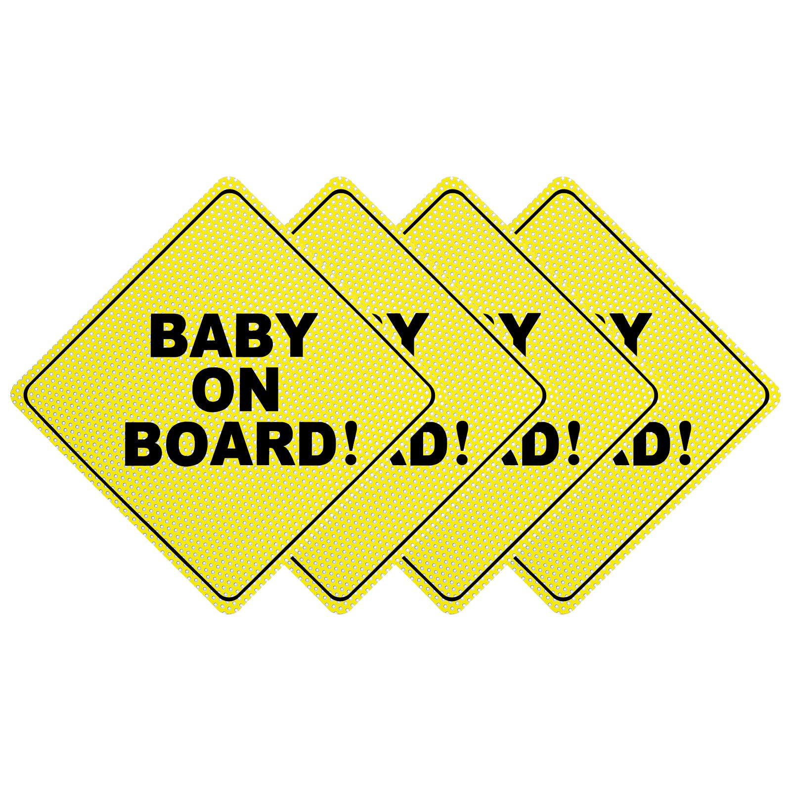 4Pcs Baby On Board Signs for Car, 5"x5" See-Through Safety Warning Sticker (Yellow) (Style 1)