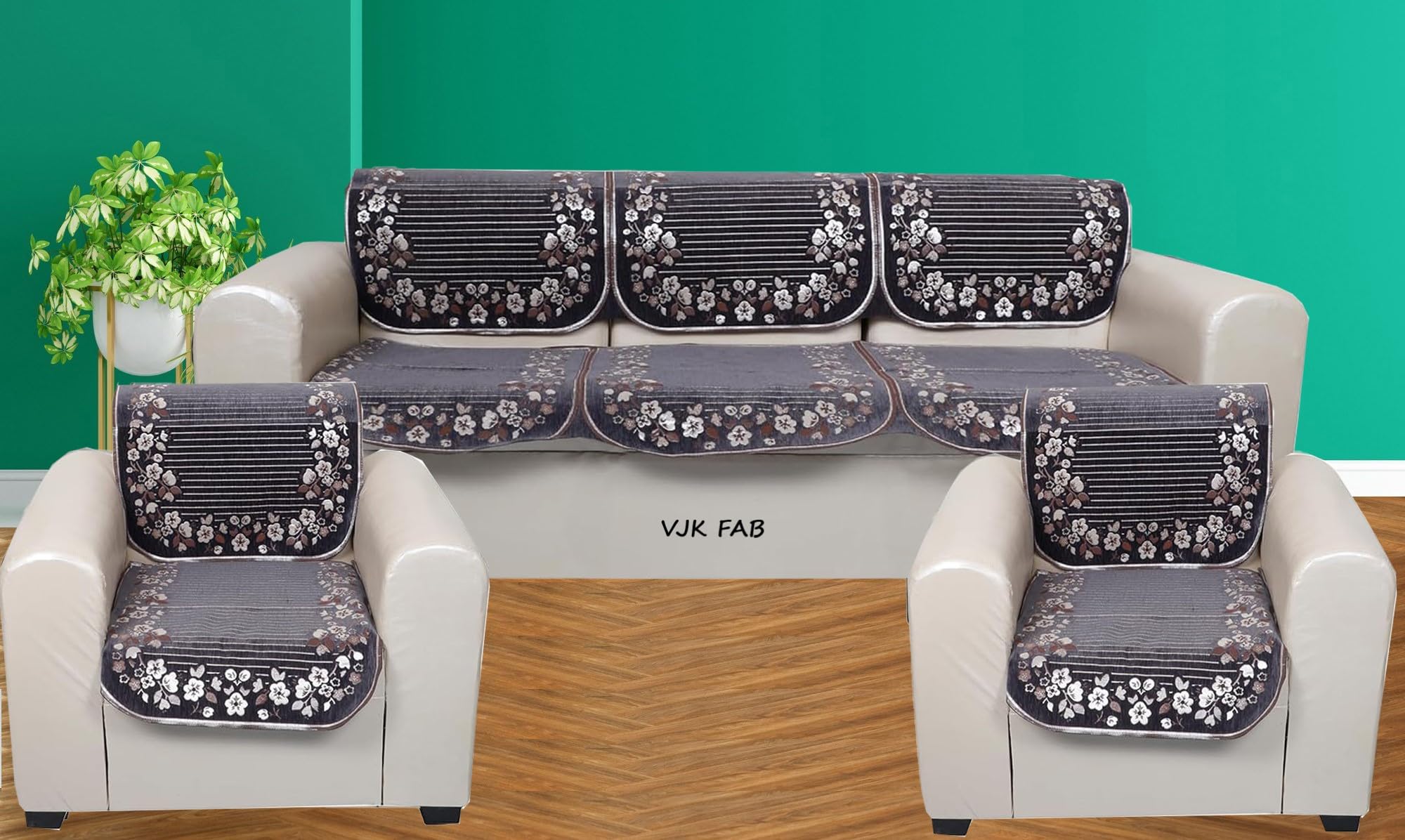 VJK FAB Soild Premium Jaquard Velvet 5 Seater Sofa Cover for Sofa Set Slipcover for 3+1+1 Seater Sofa Panel, 5 Seater Without Arms, Grey Color (B0CSSL7FFL) Amazon Price History, Amazon Price Tracker