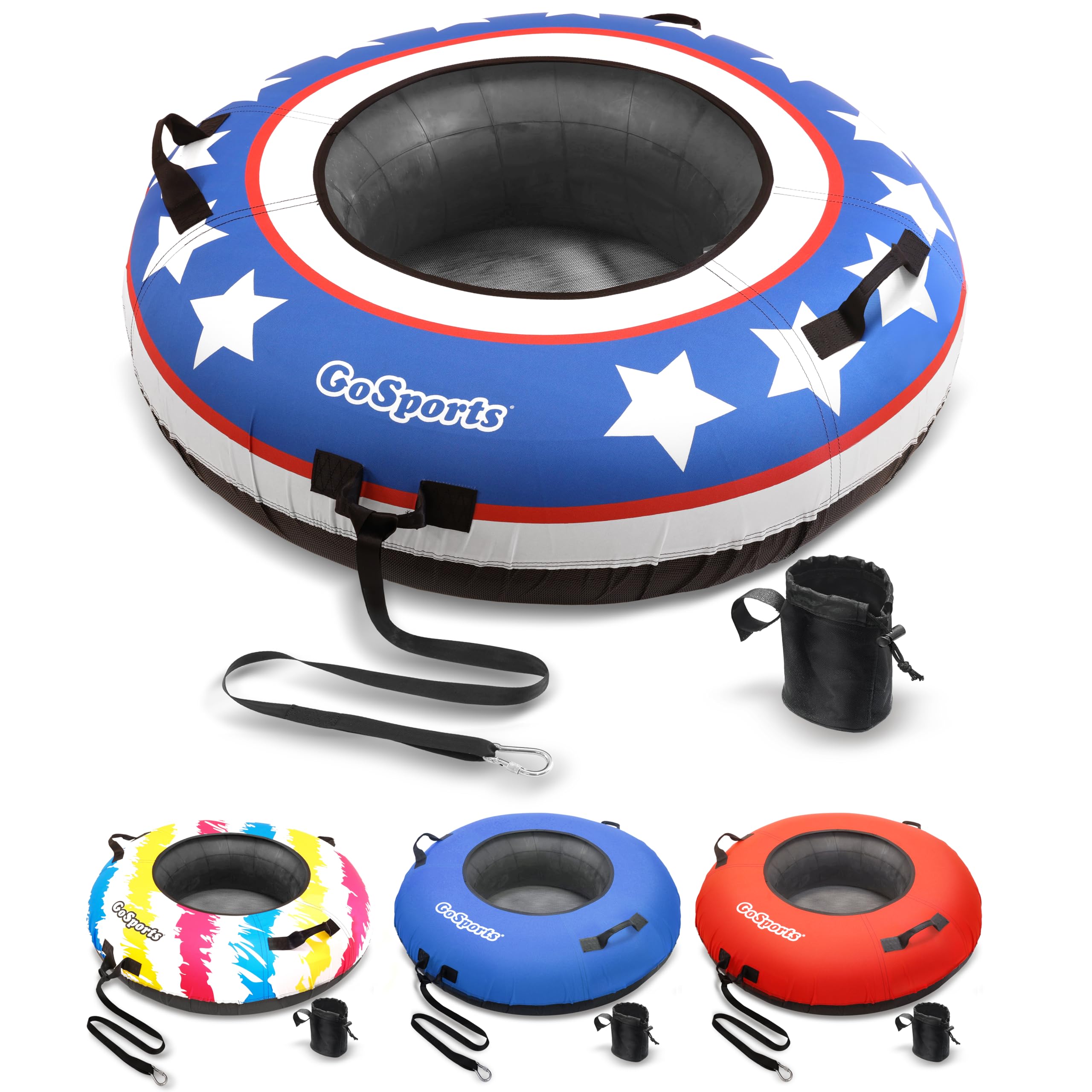 GoSports 44" Heavy Duty River Tube with Premium Canvas Cover - Commercial Grade River Tube - Stars & Stripes