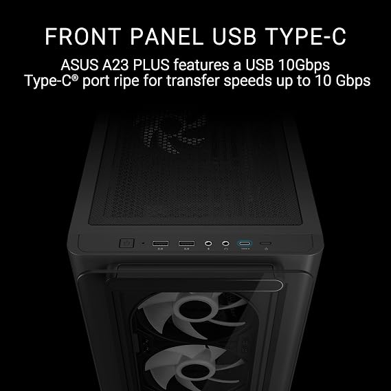 ASUS A23 PLUS TG ARGB Siyah Tempered Glass USB 3.2 mATX Mid Tower Gaming (Oyuncu) Kasa
