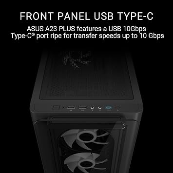 ASUS A23 PLUS TG ARGB Siyah Tempered Glass USB 3.2 mATX Mid Tower Gaming (Oyuncu) Kasa