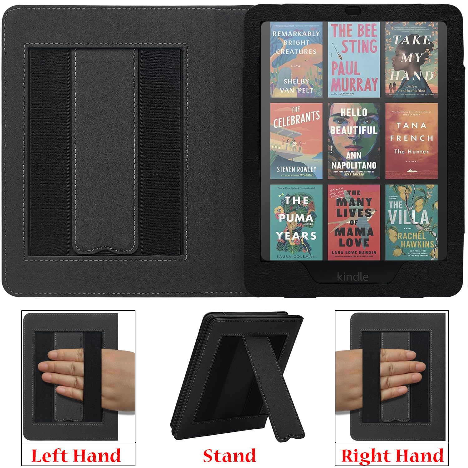 Custodia con supporto per Kindle Paperwhite da 7"/6" (12a/11a generazione-2024/2021) e Kindle Colorsoft Signature Edition, custodia in PU con funzione di accensione e spegnimento automatico