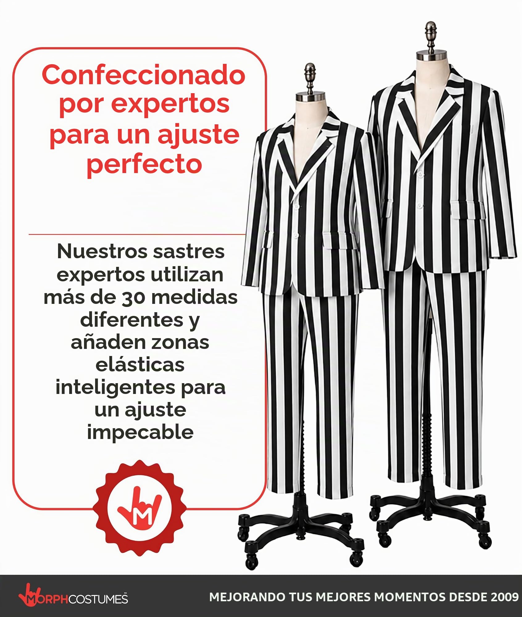 Fun Shack Disfraz Fantasma Hombre, Disfraz a Rayas Halloween Hombre | Chaqueta a Rayas, Pantalón Negro & Corbata, Estilo Monocromático, Perfecto para Halloween, Ideal para Disfrazarse