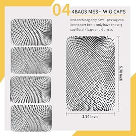 Fandamei Wig Caps, 4PCS Wig Caps Mesh Net Open End, Black Wig Cap for women, Nylon Mesh Wig Cap Net Strength Black