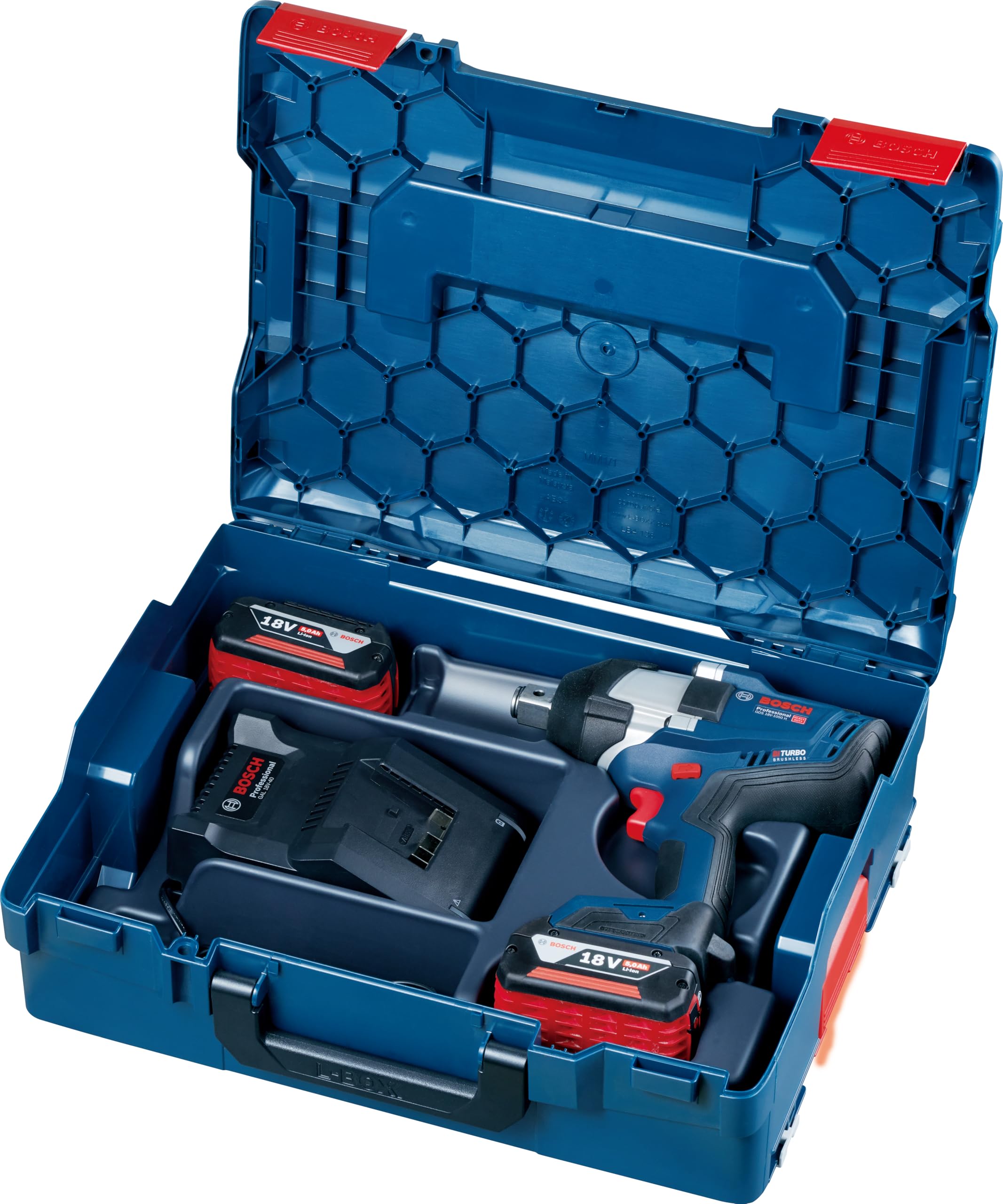 Bosch Professional GDS 18V-1050 H Akülü Darbeli Somun Sıkma (18 Volt, 2 x 5,0 Ah Akü, Şarj Cihazı, L-Boxx Çanta, 1.050 Nm maks. tork, 3/4" kare uç girişi)