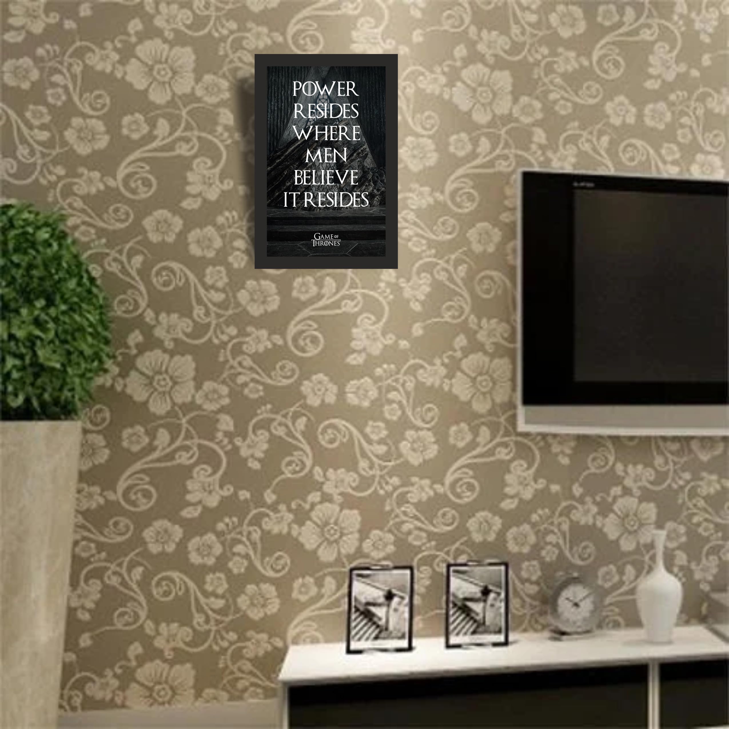 Power Resides Iron Throne Wall Art Photo Frame A4 Black