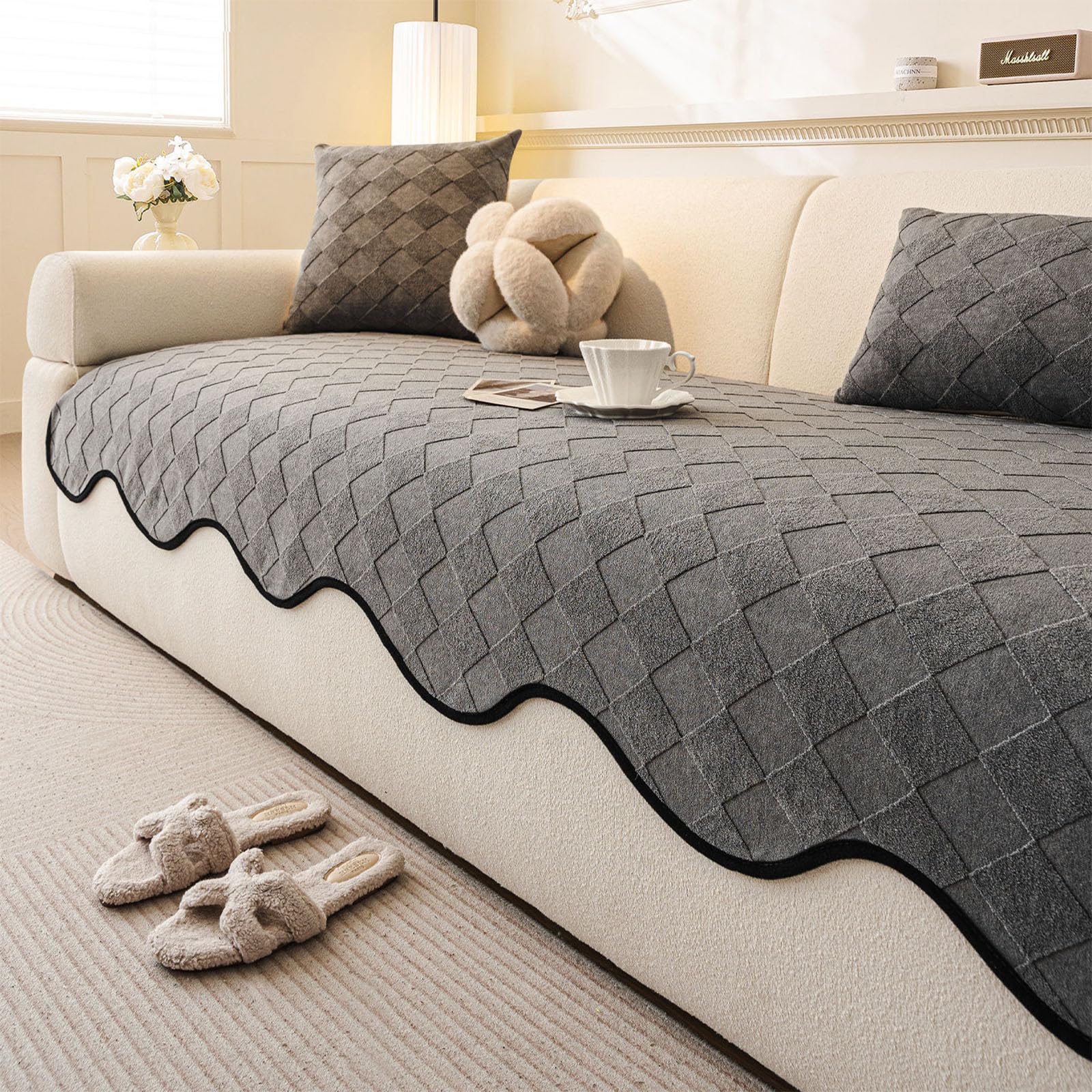 Coussin de canapé pour salon gris grand format style moderne