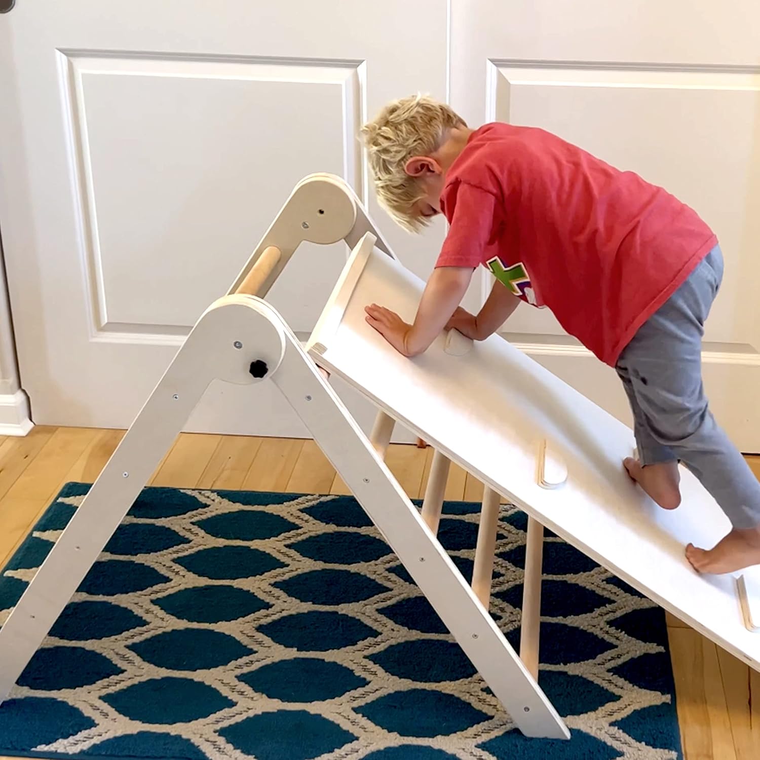 Buy Foldable Wooden Climbing Triangle with Sliding Ramp, 3 in 1 Pikler Triangle Climbing Toys