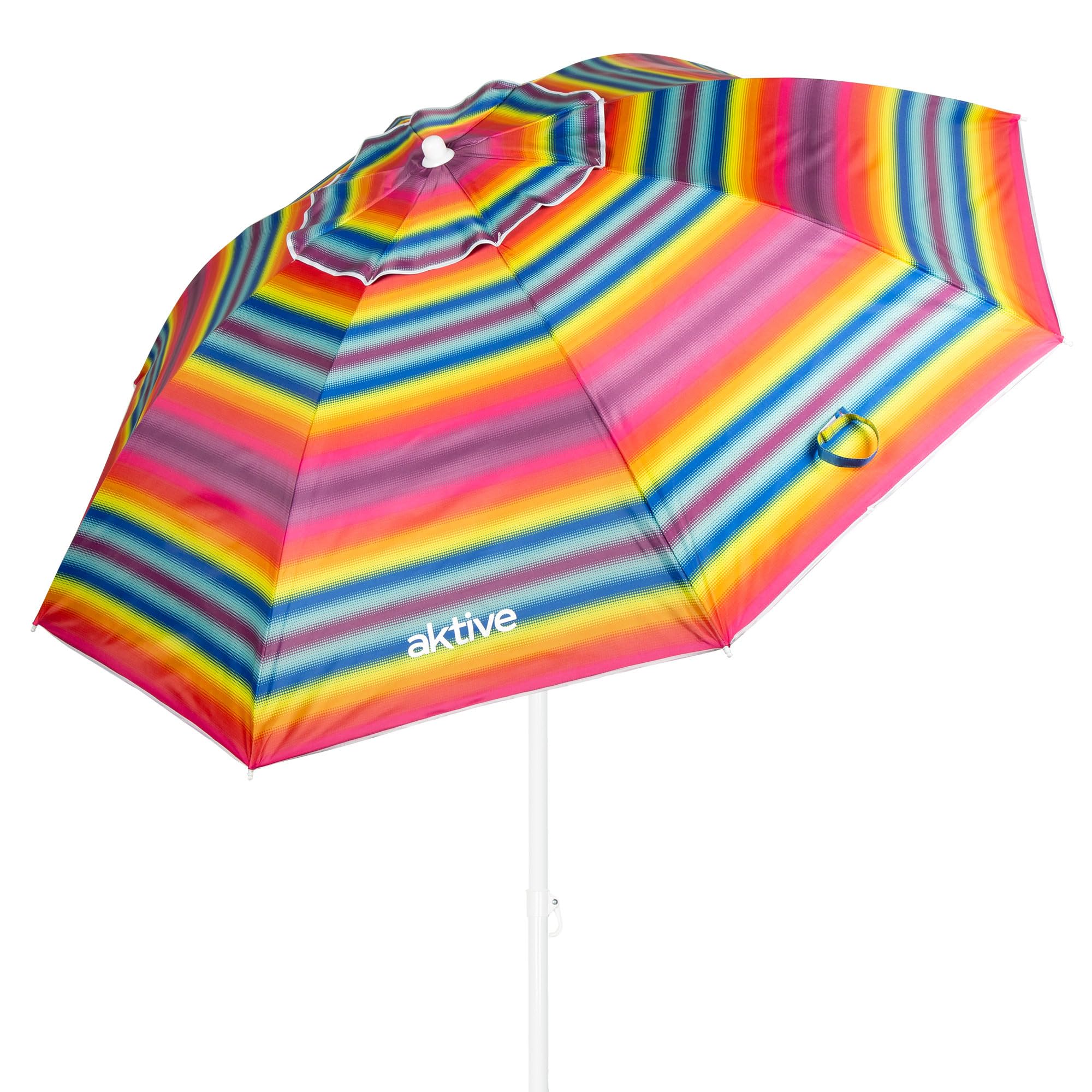 AKTIVE Ombrellone da spiaggia, 220 cm, antivento, tetto ventilato, palo da 28-32 mm, protezione UV 50, borsa portaoggetti inclusa, spiaggia