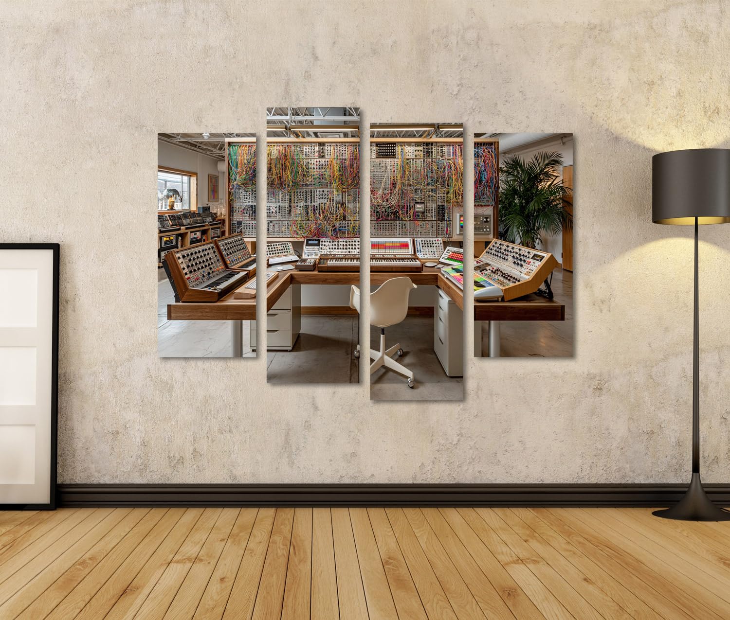 islandburner Quadro su tela Affascinante studio sintetizzatore, per gli amanti della musica in ufficio, 4 pezzi