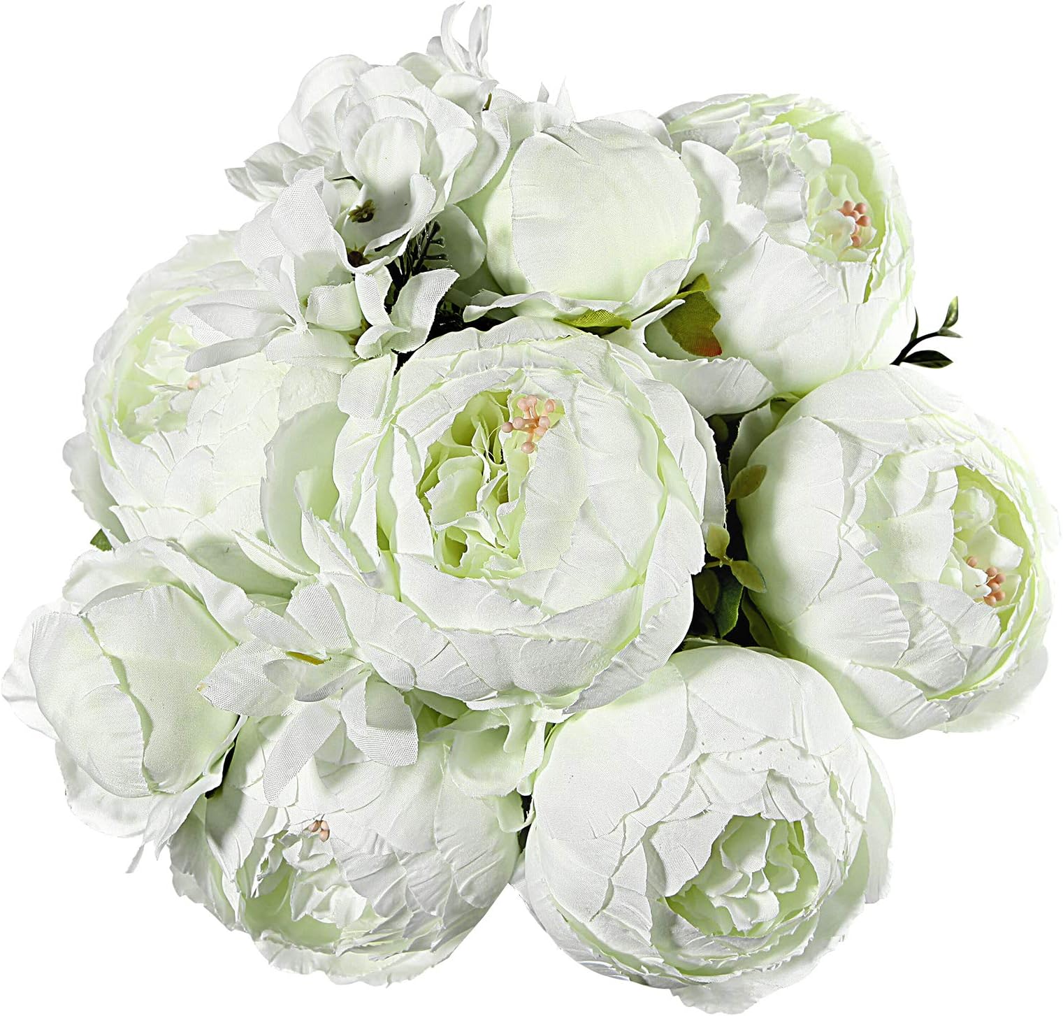 EZFLOWERY1 Pack Artificial Peony Silk Flowers Arrangement Bouquet for Wedding Centerpiece Room Party Home Decoration, Elegant Vintage, Perfect for Spring, Summer and Occasions (1, New White)