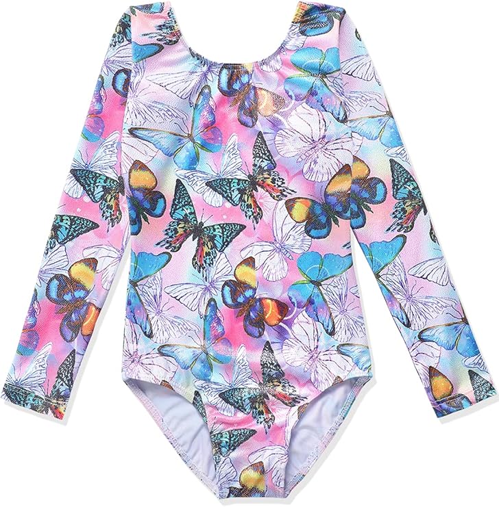 HOZIY Gymnastics Leotards for Girls Unicorn Pink Purple Sparkly Dancewear Activewear Quick Dry