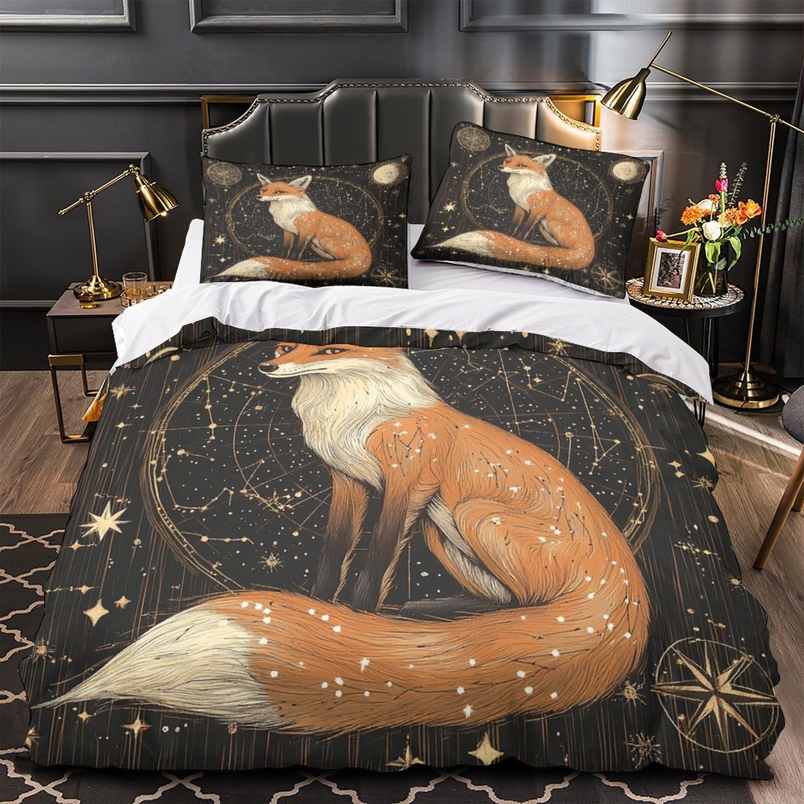 Housse de couette renard 260x220 cm hypoallergénique contre les allergies nocturnes