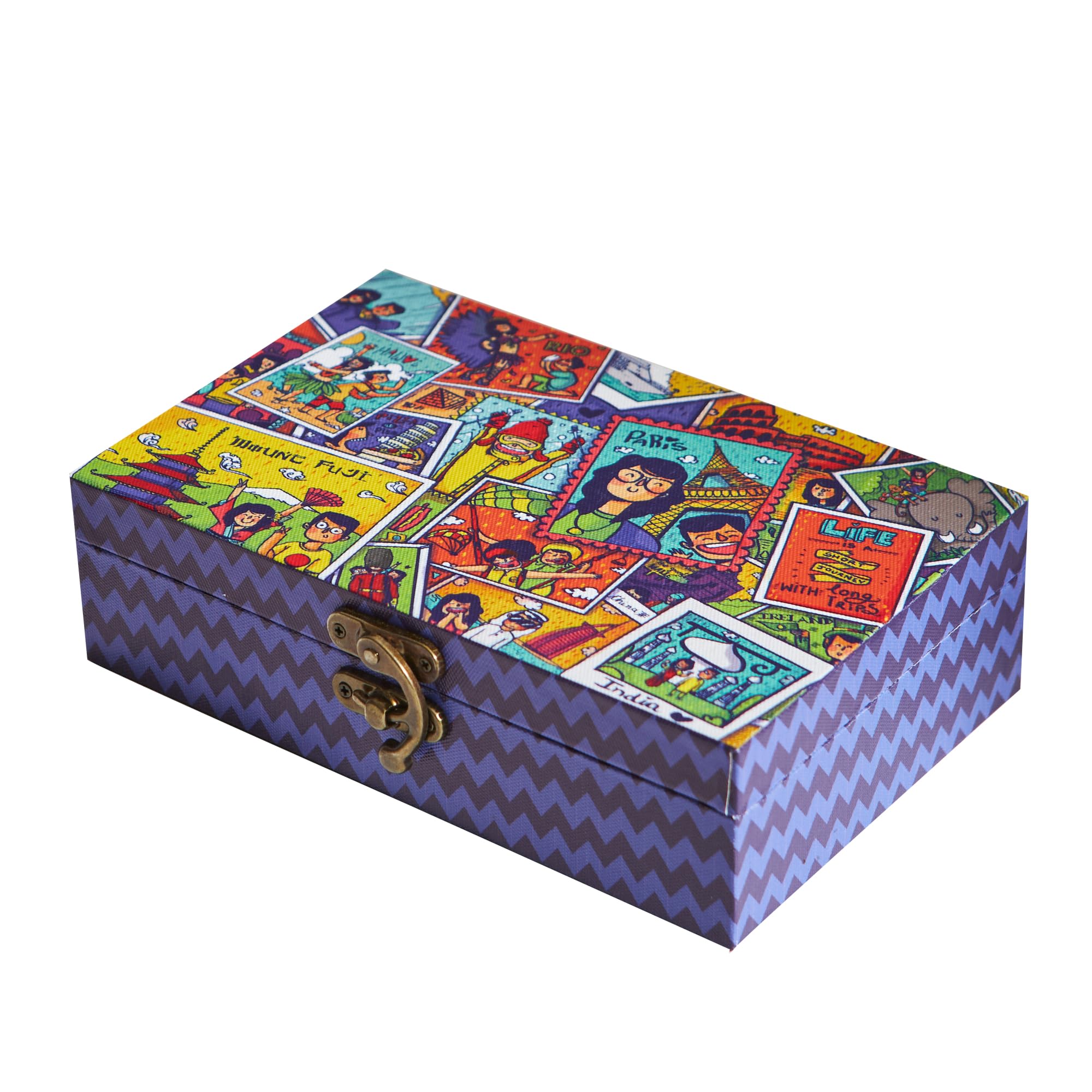 Chumbak Live to Travel Rectangular Storage Box, Engineered Wood